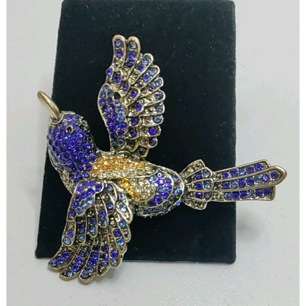 Beautiful Blue Bird Brooch Similar To Heidi Daus Rhinestone